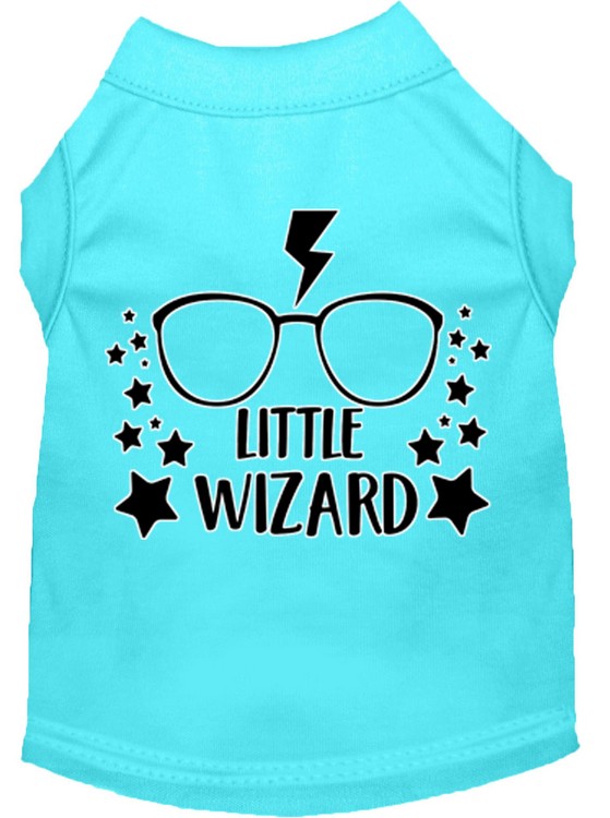 Little Wizard Screen Print Dog Shirt Aqua Med